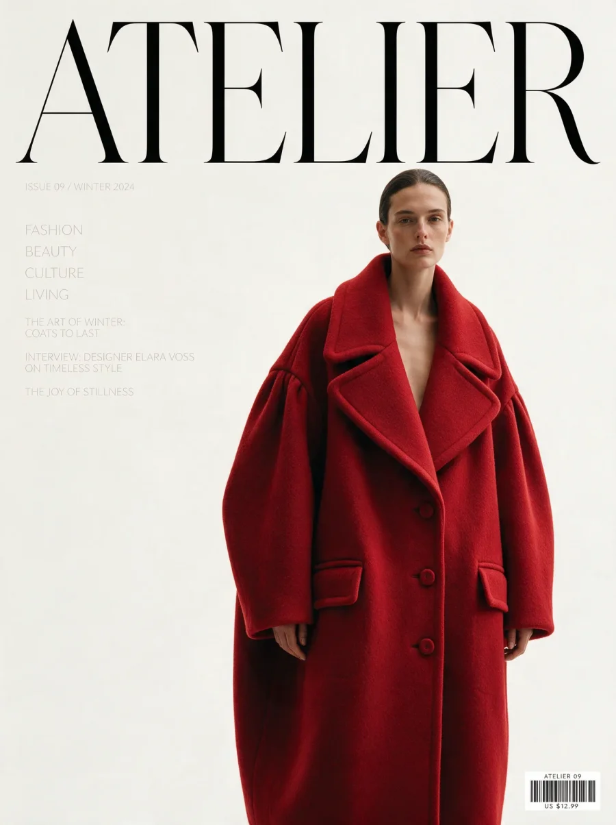Scarlet sculptural coat — look 01